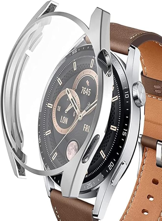 Mobilic Case For Watch GT 3 42mm/46mm, With Ultra thin HD Soft TPU Screen Protector Bumper Protective Shell Shockproof Silver